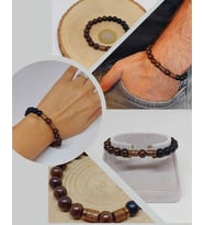 Ceviz Ağacı & Oniks Taşı 8mm Unisex Tasarım Bileklik Hawaii Model (5125)