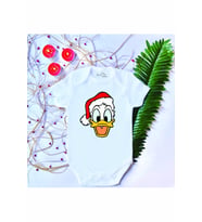 Unisex Bebek Baskılı Yılbaşı Donald Duck %100 Pamuklu Çıtçıtlı Body Zıbın