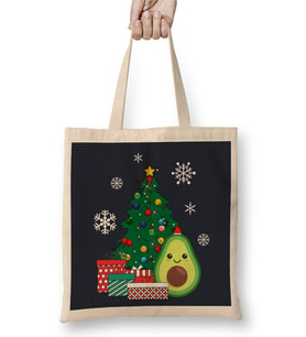 Happy Avocado Around The Christmas Tree Bez Çanta Uzun Saplı
