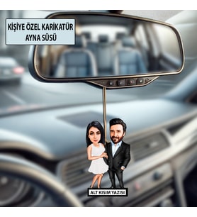 Kişiye Özel 2 Kişilik Takım Karikatürlü 10 cm MDF Araç Dikiz Aynası Süsü - Takım Hediyesi Yeni İş ve Meslek Hediyesi