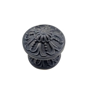 Antika Tarz Dekoratif Pirinç Çiçekli Kapı Tokmağı - 80 mm Çap, Oksit