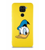 Xiaomi Redmi Note 9 Soft Premier Kapak Donald Duck-B Tasarımlı Silikon Kılıf - Sarı (Şeffaf)