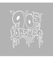 90's Forever Araba Sticker siyah 16x19 CM (Beyaz)
