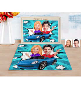BK Gift Kişiye Özel Sevgililer Karikatürlü 1000 Parça Profesyonel Puzzle-52