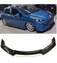 Peugeot 207 Beyaz Renkli Şeritli Dilli Ön Lip 4 Prç Parlak Siyah ABS