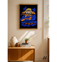 Naruto Mavi Anime Poster, Ahşap Çerçeveli Duvar Tablosu - Anime Severlere Özel Hediye