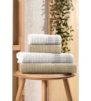 4 Parça Büyük Boy Banyo Havlu Takımı %100 Pamuklu Marena Bej Krem (Çok Renkli)