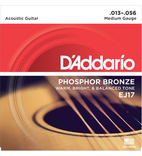 D'Addario EJ17 Phosphor Bronze Akustik Gitar Tel Seti - 13-56 Medium (Profesyonel)  Fosfor Bronz Sargı, Sıcak ve Zengin Tonlar, Yüksek Ses Hacmi ve Dayanıklılık