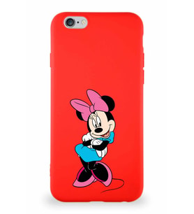 Apple iPhone 6S Soft Premier Kapak Minnie Mouse-D Tasarımlı Silikon Kılıf - Kırmızı (Şeffaf)