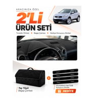 e-biz NİSSAN QASHQAI J10 (2007-2014) Uyumlu Torpido Örtüsü + Tay Tüyü Bagaj Çantası - Siyah - NI016