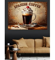 Spanish Coffee Yazılı Mutfak Tablosu Dekoratif Kanvas - Mdf Ahşap Tablo