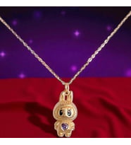 Monemel Kristal Taşlı LABUBU Kolye Gumus  (Altın Kaplama)