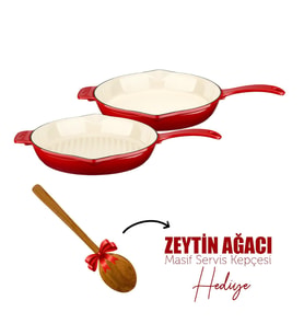 Lava Döküm 2X Edition Serisi Özel Koleksiyon Döküm Demir Tava Seti (Kırmızı)