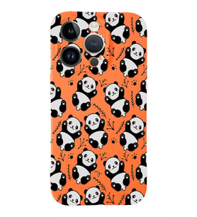 Apple iPhone 14 Pro Uyumlu Lansman Kılıf Panda Tasarımlı İçi Kadife Kapak-Turuncu (Şeffaf)