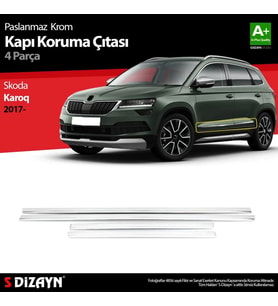 Skoda Karoq Uyumlu Krom Kapı Koruma Çıtası 4 Parça. 2017 Üzeri