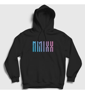 Presmono Unisex Siyah Logo Nmixx K Pop Kapüşonlu Sweatshirt 436261tt