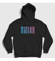 Presmono Unisex Siyah Logo Nmixx K Pop Kapüşonlu Sweatshirt 436261tt