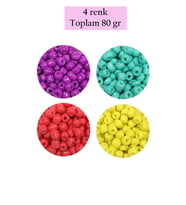 Dökme Cam Kum Boncuk Büyük Boy (6/0) 4 mm - 4 Renk - Toplam 80 Gram - BNC411