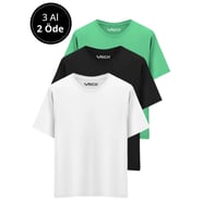Erkek 3 Lü Paket %100 Pamuk Oversize Tişört Basic Bisiklet Yaka Kısa Kollu T-Shirt