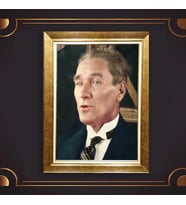 Altın Varaklı Çerçeveli Paspartulu Atatürk Tablo nl02A321 (Gold)