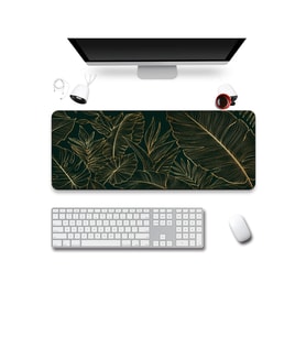 SonicTouch Klavye Mousepad 40x90cm Dikişsiz Pürüzsüz Sıvı Geçirmez Kaymaz Taban Zümrüt Bahçe