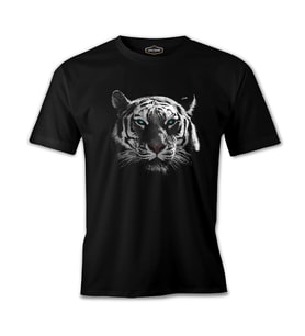 Hayvan - Kaplan Piksel Siyah Erkek Tshirt