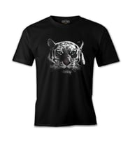 Hayvan - Kaplan Piksel Siyah Erkek Tshirt