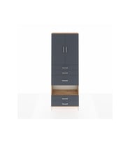 Arges Dolap 4 Raflı 5 Çekmeceli 2 Kapaklı 88x30x243 Çam-Antrasit