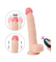 Fastieshop Uzaktan Kumandalı Şarjlı Döner Başlı Titreşimli Realistik Dildo - 23 cm (Ten)