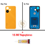 Infinix Hot 30İ Turuncu Uyumlu Arka Kapak + B7000 Yapıştırıcı Arka Cam Batarya Pil Kapağı Back Cover