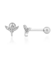 Taşlı Kuş Gümüş Piercing (Beyaz - Altın Rengi)