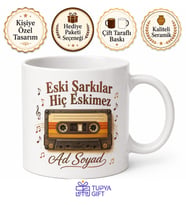Nostalji Sever Arkadaşa Seksenler Ruhu Eski Şarkılar Kaset Kupa Hediye Bardak