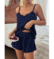 Mulvxbrf Brf02 Kadın Dantel Detaylı Lacivert Şortlu Pijama Takım 5186 (Mulvix)