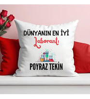 Dünyanın En İyi Laborantı Baskılı Elyaf Dolgulu Saten Hediye Yastık