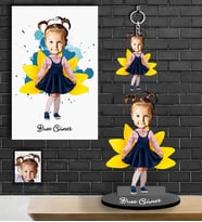 Kişiye Özel Kız Çocuk Karikatürlü 3 lü Hediye Seti  Model-3
