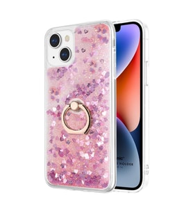 Microsonic Apple iPhone 14 Plus Kılıf Glitter Liquid Holder Pembe