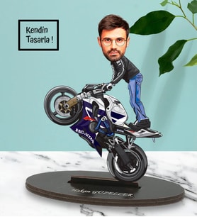 Kendin Tasarla Motorcu Tasarımlı Karikatür Biblo