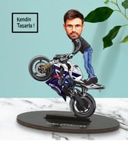 Kendin Tasarla Motorcu Tasarımlı Karikatür Biblo