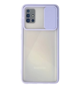 Newface Samsung Galaxy A71 Kılıf Palm Buzlu Kamera Sürgülü Silikon - Lila