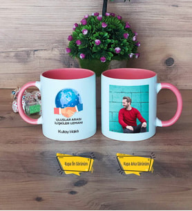 Uluslararası İlişkiler Uzmanı Kupa Bardak Pembe Fotoğraflı