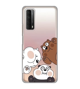 Huawei P Smart 2021 Uyumlu Kafadar Ayılar Desenli Şeffaf Telefon Kılıfı