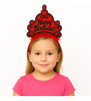 Kırmızı Happy Birthday Prenses Tacı – Doğum Günü Taç Aksesuarı