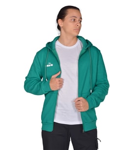 Diadora İmola - Erkek Yeşil Pamuklu Tam Fermuarlı Spor Sweatshirt