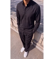 Erkek Standart Kesim Gabardin Kumaş Uzun Kollu Gömlek