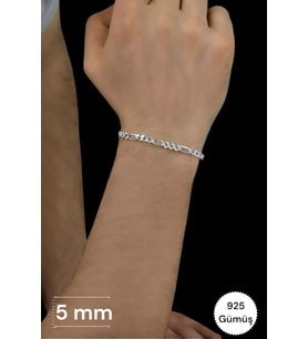 925 Ayar Gümüş Figaro Bileklik, 5 mm Gümüş Bileklik