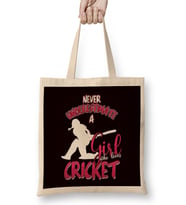 Cricket Girl Cricketer Bowler Pitch Ball Bat Game Bez Çanta Uzun Saplı