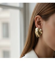 Lente Aksesuar Gold Renk Midye Küpe - Vintage Tasarım Kabuk Model Küpe