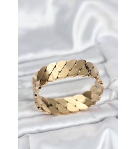316L Çelik Gold Renk Ezme Zincir Model Kadın Kelepçe Bileklik - TJ-BB8074