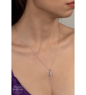 SWAROVSKİ CRYSTAL TEK TAŞ DİZİSİ 925 AYAR GÜMÜŞ KOLYE