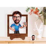 BK Gift Kişiye Özel Erkek Antrenör Karikatürlü Ahşap Standlı 3D Biblo-1 (Beyaz)